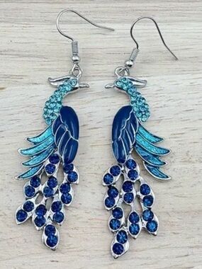 Blue Peacock Drop Earrings - Women Jewelry